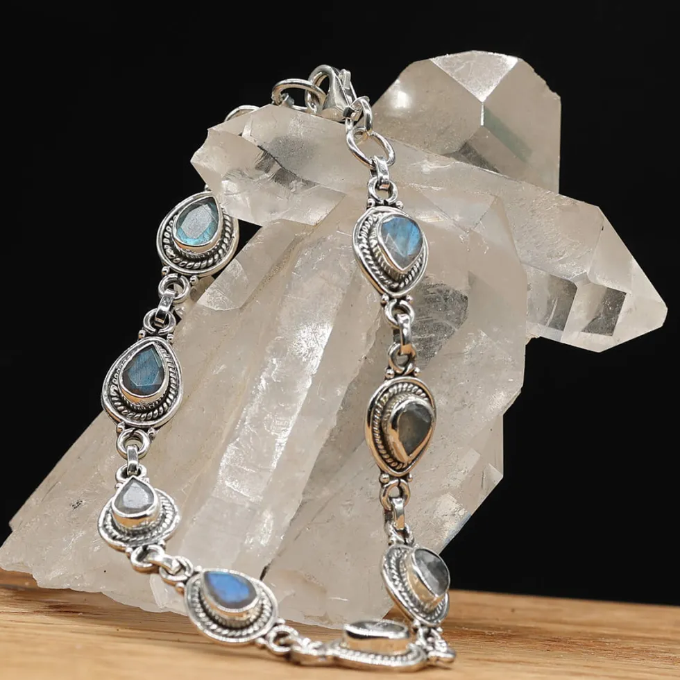 Armband 925 Silber Labradorit Edelstein Schmuck Armschmuck