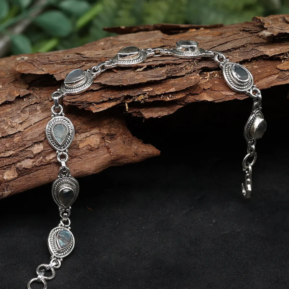 Armband 925 Silber Labradorit Edelstein Schmuck Armschmuck