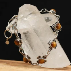 Armband Tigerauge Silber kunstvoll verziert 925 Silber Damen Armschmuck