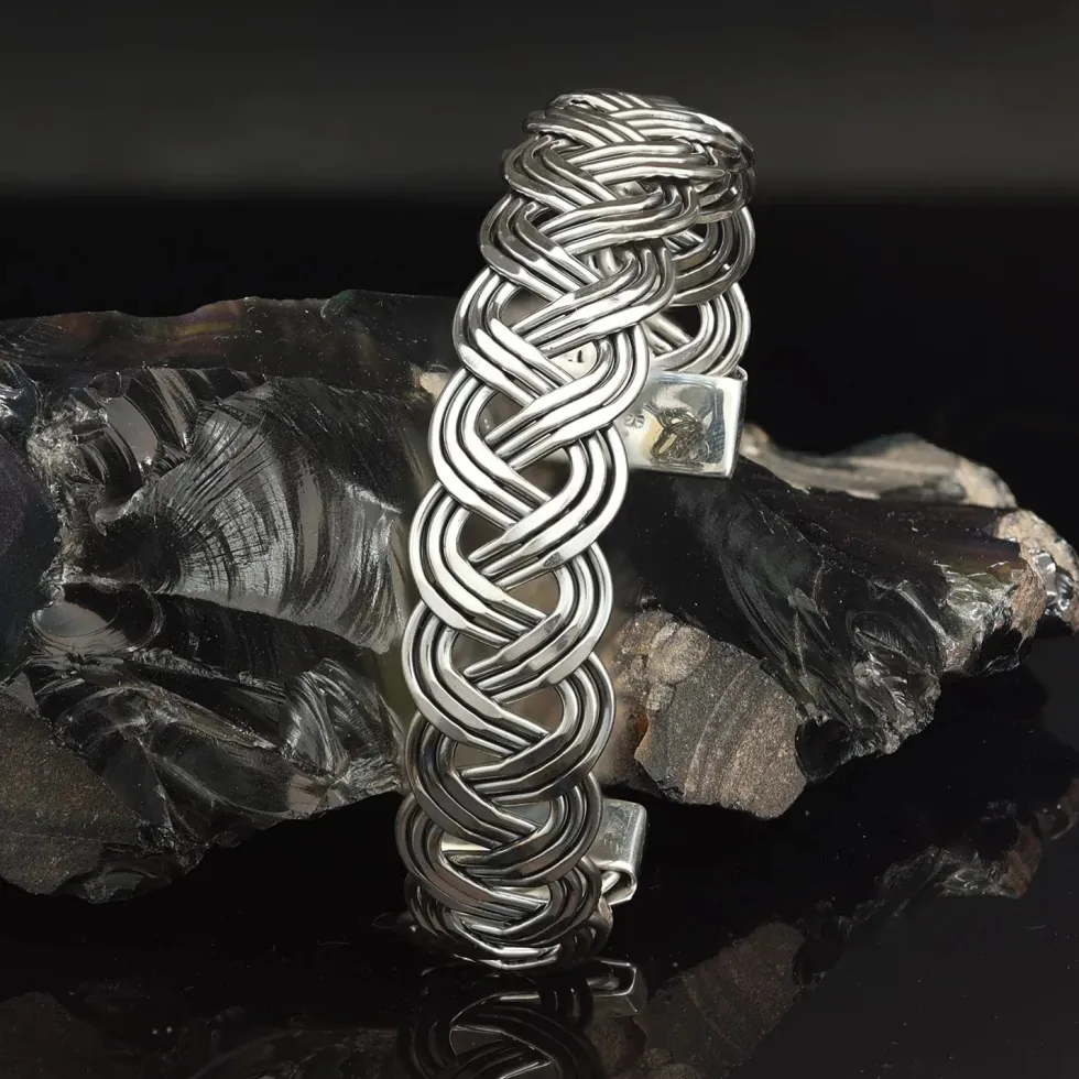 Armreif doppelt geflochten Damen Herren 925 Silber Armschmuck