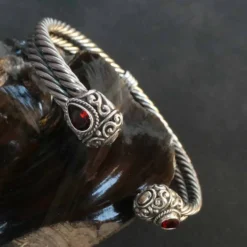 Armreif Granat Edelstein Hand geschmiedet 925 Silber Schmuck