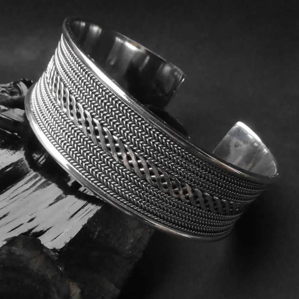Armreif 21mm eckiger Knoten Armschmuck 925 Silber
