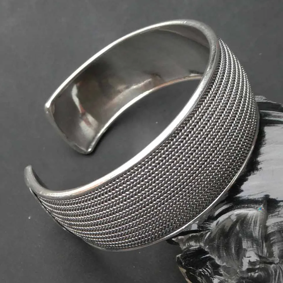 Armreif schlicht gestreift 925er Silber Armspange