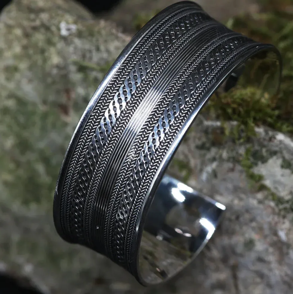 Armreif Silber breit massiv Damen Herren fein verziert 925 Silber