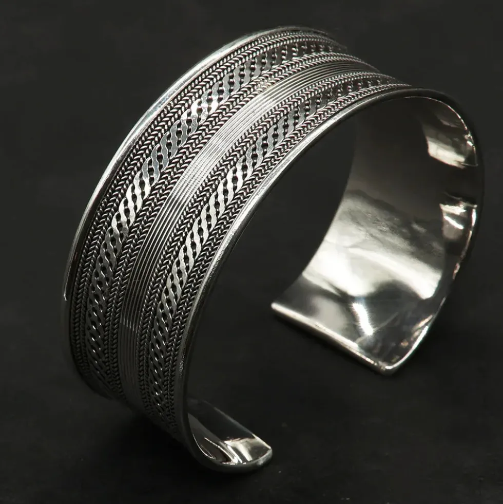 Armreif Silber breit massiv Damen Herren fein verziert 925 Silber