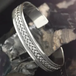 Armreif zeitloser geflochtener Armschmuck 925er Silber Herren Damen 12mm breit