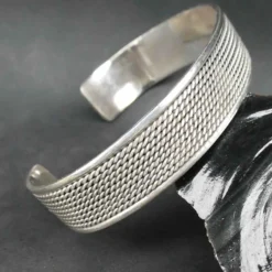 Armschmuck schlicht gestreift Armreif 925 Silber Ø 7,3cm