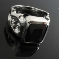 Ausgefallener Herren Ring Siegelring mit Zirkonia kunstvoll verziert 925er Silber