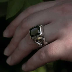 Ausgefallener Herren Ring Siegelring mit Zirkonia kunstvoll verziert 925er Silber