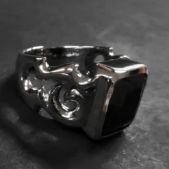 Ausgefallener Herren Ring Siegelring mit Zirkonia kunstvoll verziert 925er Silber