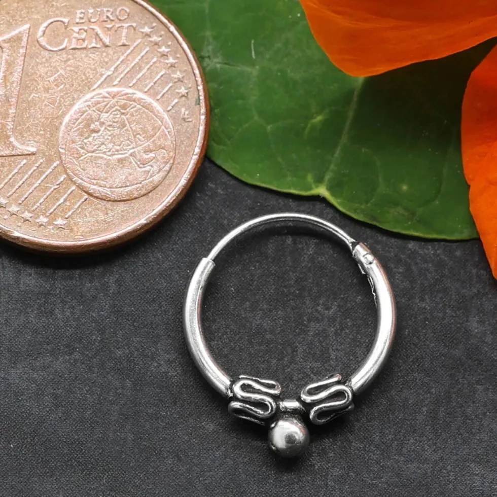 Bali Creole Ø 12mm 1,5mm Silber Ohrschmuck 925 Silber