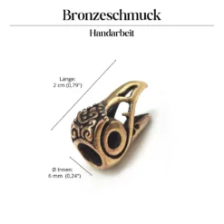 Bartperle Rabenkopf Bronze Wikingerschmuck
