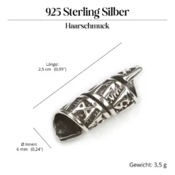 Bartperle Runen 925 Sterlingsilber Bartschmuck