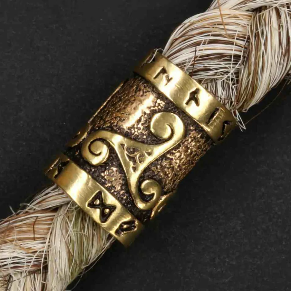 Bartperle Triskelion Bartschmuck Bronze Wikingerschmuck