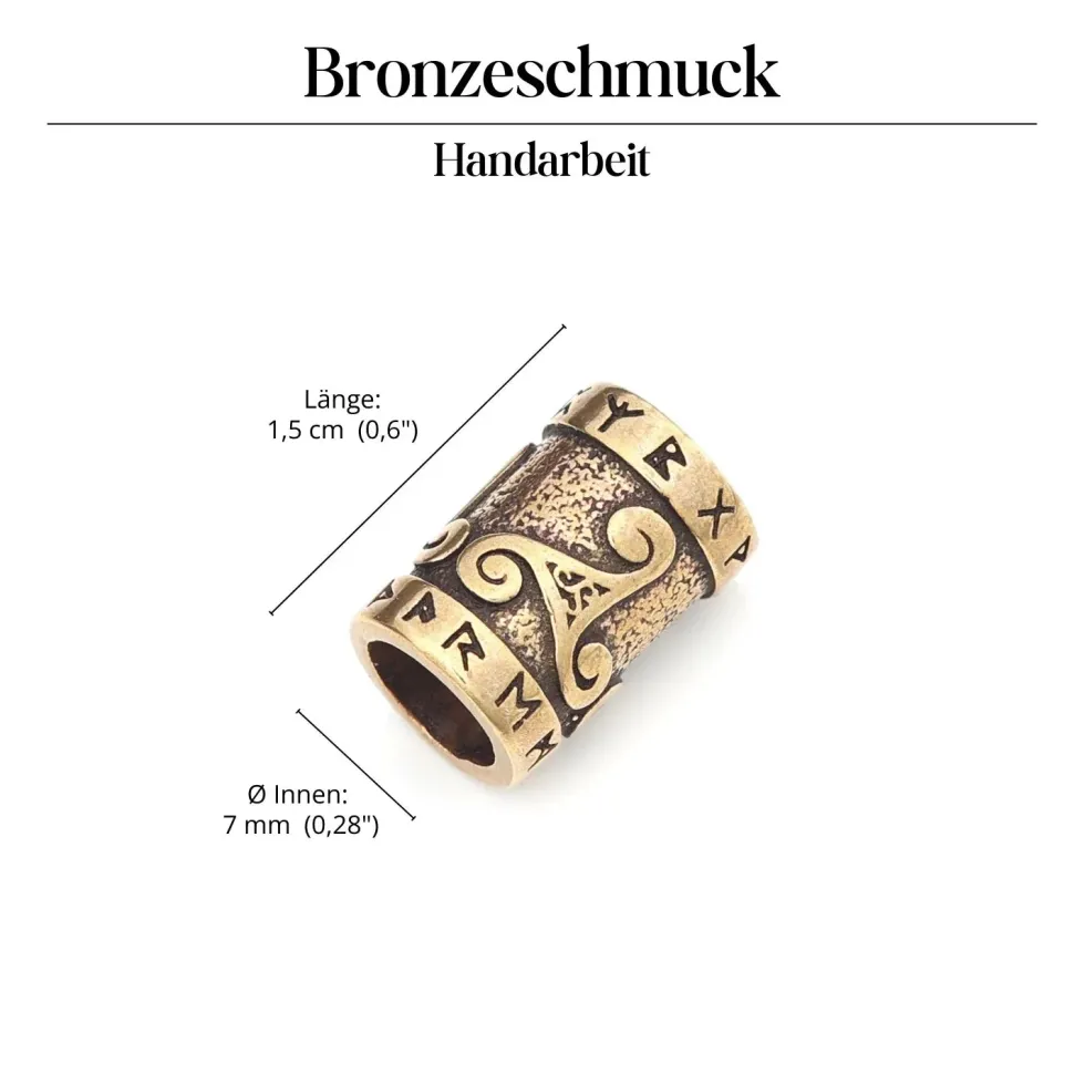 Bartperle Triskelion Bartschmuck Bronze Wikingerschmuck