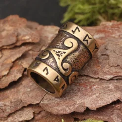 Bartperle Triskelion Bartschmuck Bronze Wikingerschmuck