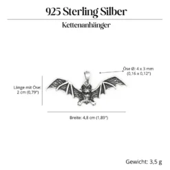 Bat Schmuck Anhänger 925 Silber schlichte Fledermaus