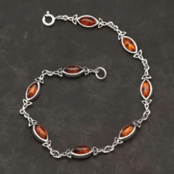 Bernstein Armband Keltischer Edelstein Damen Armschmuck 925 Silber