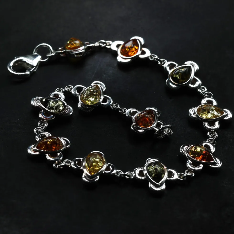 Bernstein Armschmuck Damen Armband 925 Silber diverse Farbtöne