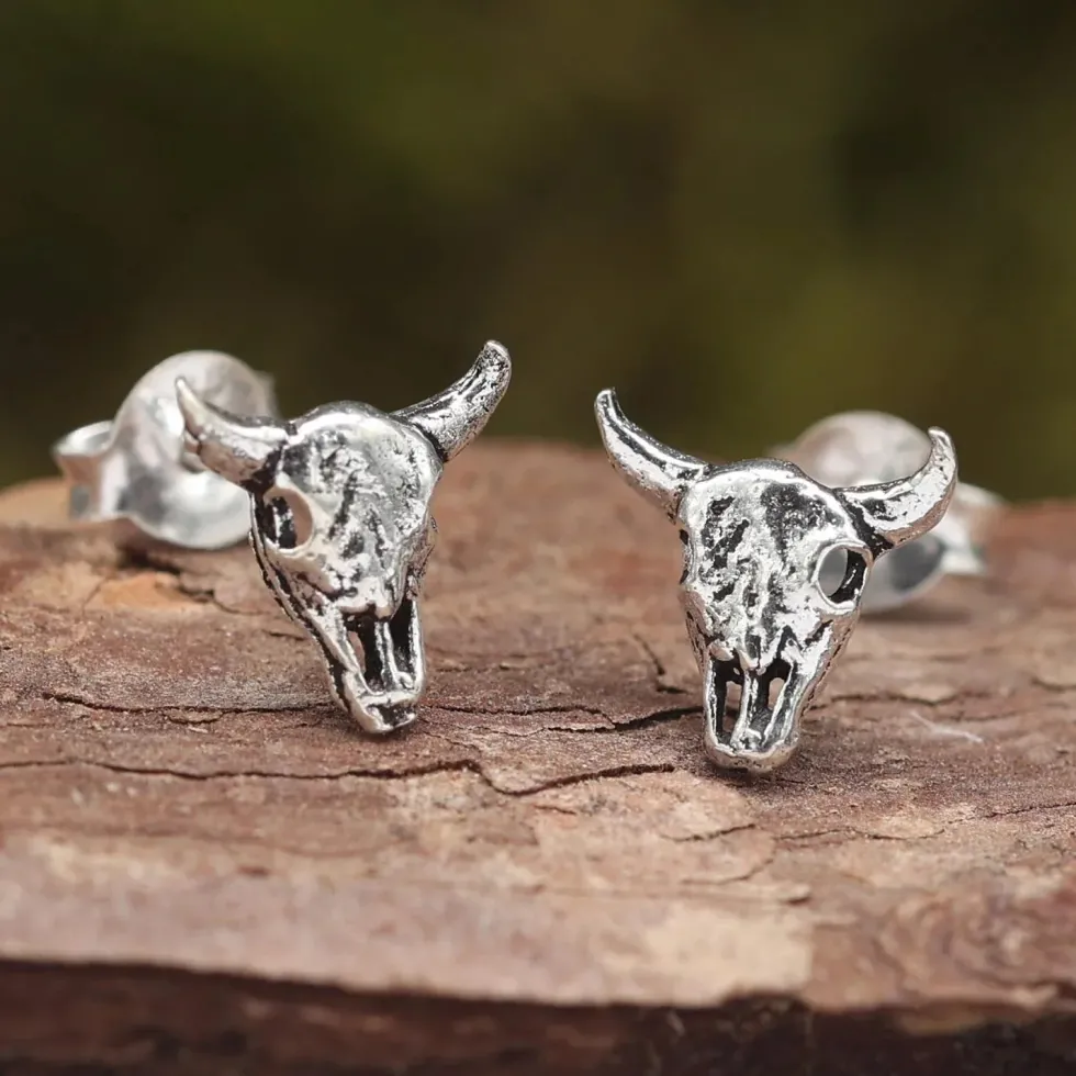 Büffel Ohrstecker 925 Silber Ohrschmuck