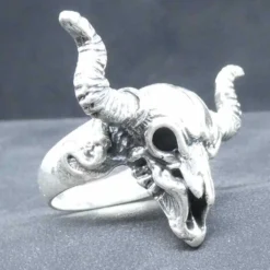 Büffelschädel Biker Ring 925 Silberschmuck