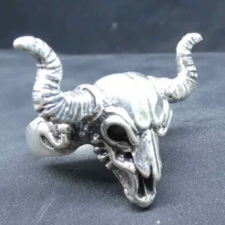 Büffelschädel Biker Ring 925 Silberschmuck