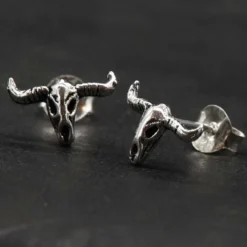Büffelschädel Ohrstecker 925 Silber Ohrschmuck
