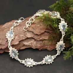 Blauer Topas Edelstein Armband edler Damen Armschmuck 925 Silber Schmuck