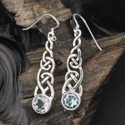 Blauer Topas Kelten Ohrringe 925 Silber Ohrhänger
