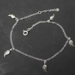 Blätter Fußkettchen 925 Sterlingsilber Sommerschmuck
