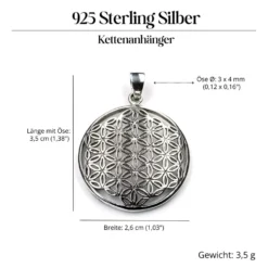 Blume des Lebens Kettenanhänger 925 Silber Anhänger