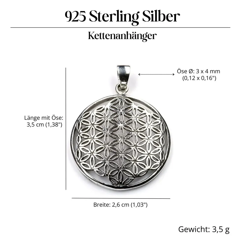 Blume des Lebens Kettenanhänger 925 Silber Anhänger