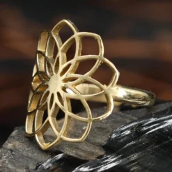 Blume des Lebens Ring größenverstellbar Messing Schmuck
