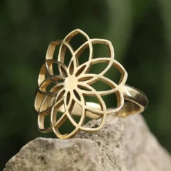 Blume des Lebens Ring größenverstellbar Messing Schmuck