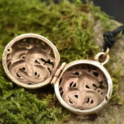 Blume Medaillon Schmuck Anhänger Bronze zum Öffnen