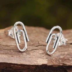 Büroklammer Ohrstecker 925 Silber Ohrschmuck