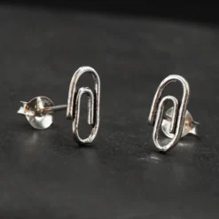 Büroklammer Ohrstecker 925 Silber Ohrschmuck