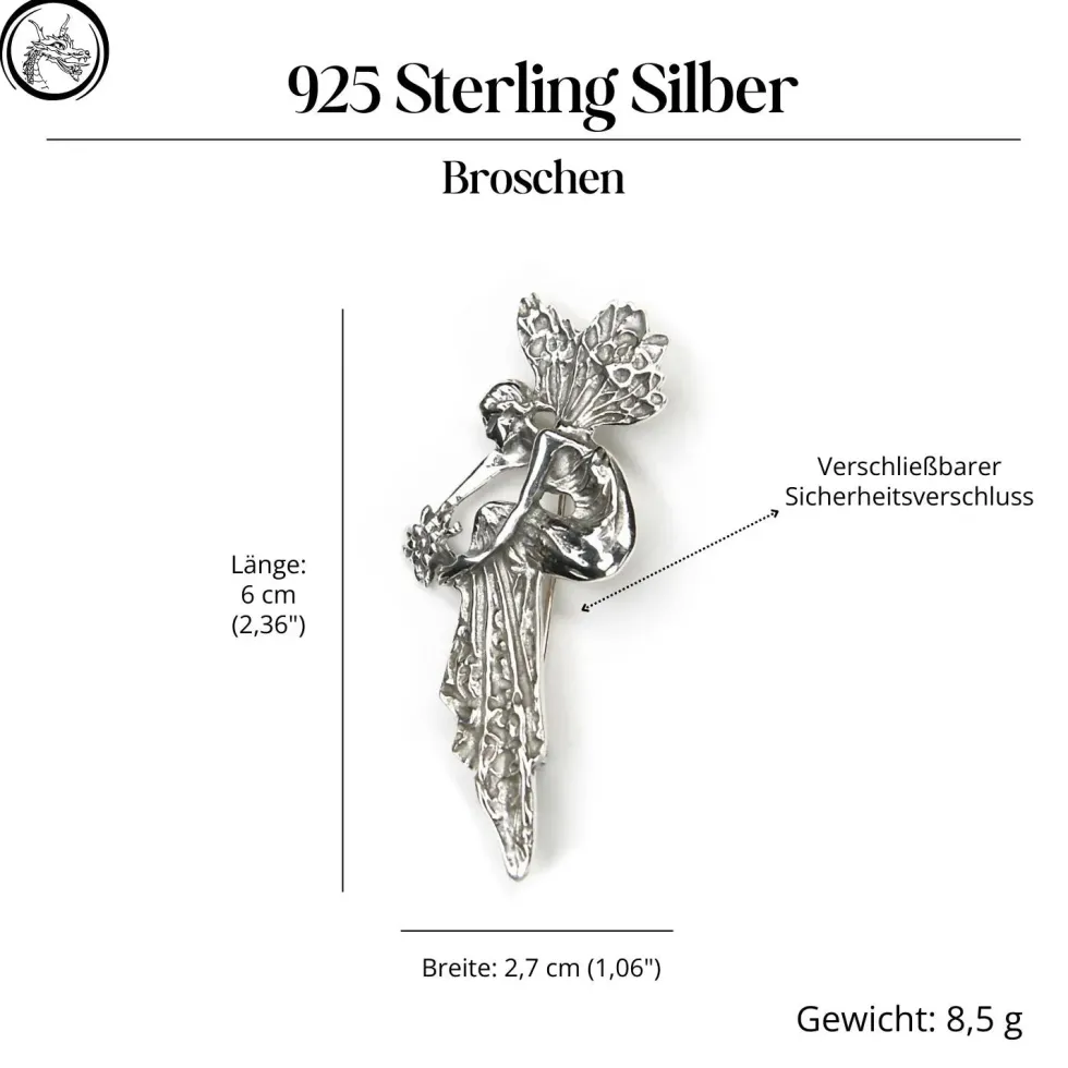 Brosche Elfe Schmuck 925 Silber