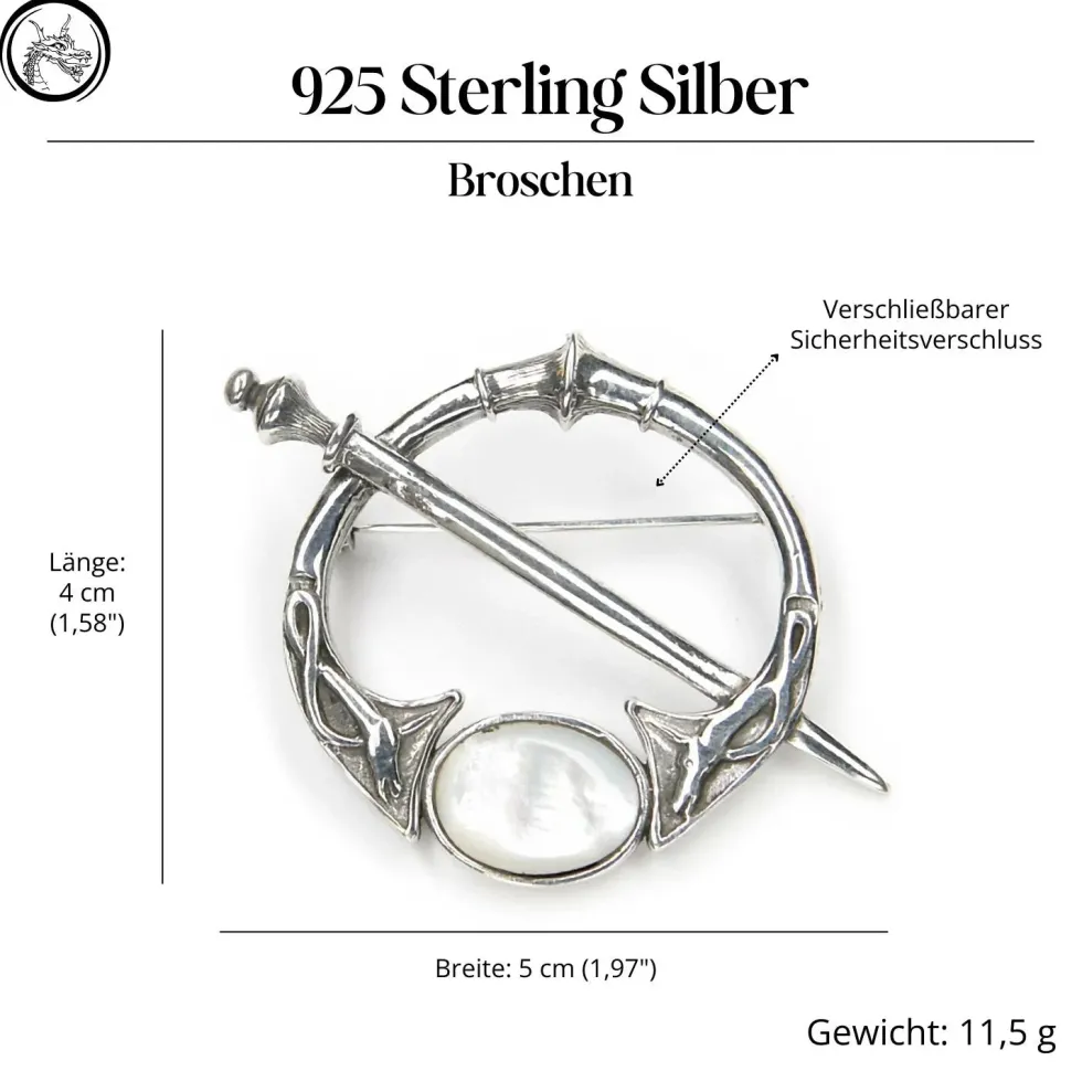 Brosche Fibel Perlmutt Silberschmuck 925 Silber