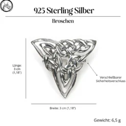 Brosche Keltenknoten Dreieck Silberschmuck 925 Silber