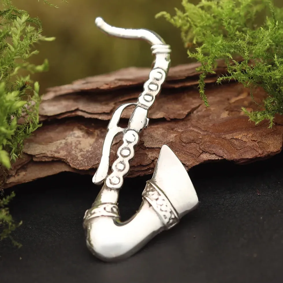 Brosche Saxophon 925 Sterlingsilber Schmuck
