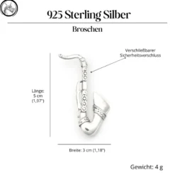 Brosche Saxophon 925 Sterlingsilber Schmuck