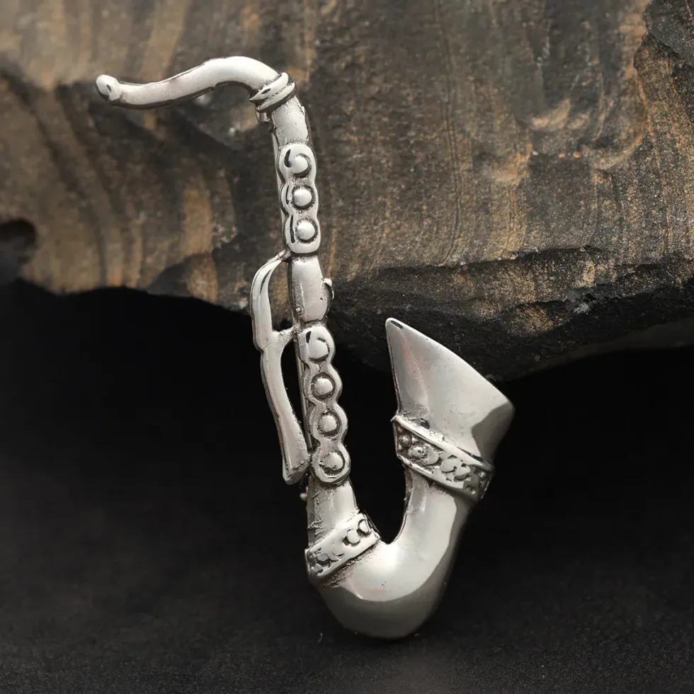 Brosche Saxophon 925 Sterlingsilber Schmuck