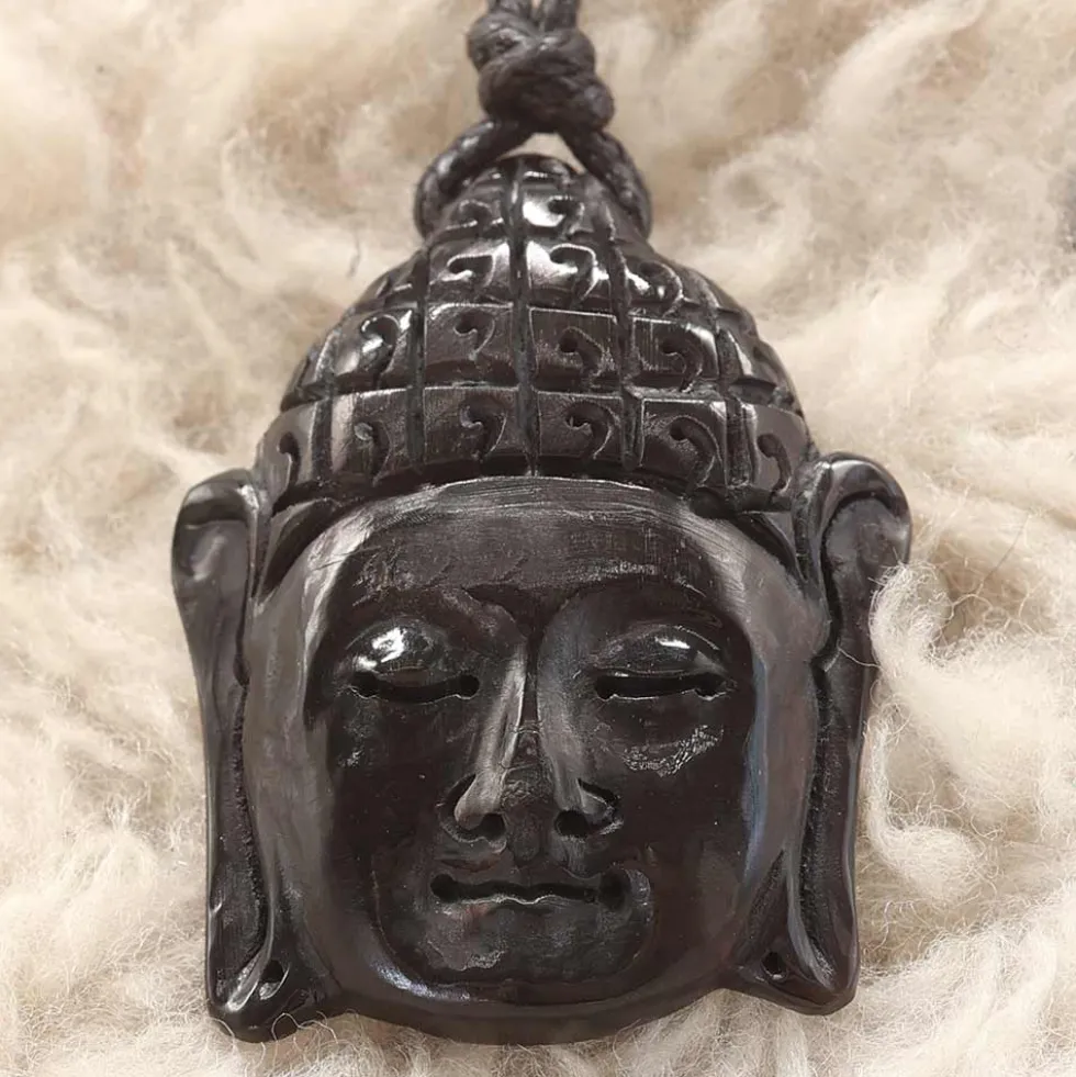 Buddha Halskette 3 cm lang Kopf Hornschmuck Anhänger Kette