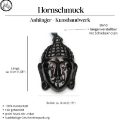Buddha Halskette 3 cm lang Kopf Hornschmuck Anhänger Kette