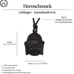 Buddha Kette 3cm Schmuck aus Horn Kettenanhänger