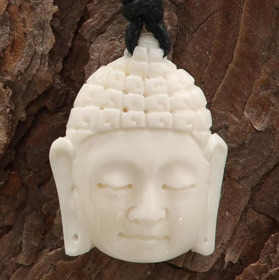 Buddha Kette 3cm Schmuck aus Knochen Kettenanhänger
