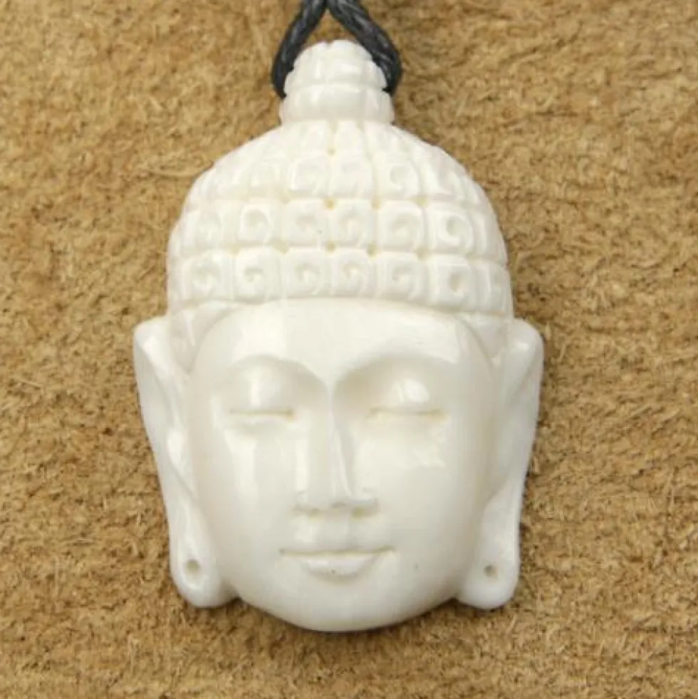 Buddha Kopf Schmuck aus Knochen Kette
