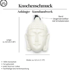 Buddha Kopf Schmuck aus Knochen Kette