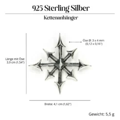 Chaosstern Schmuck Gothic 925 Sterling Silber Anhänger
